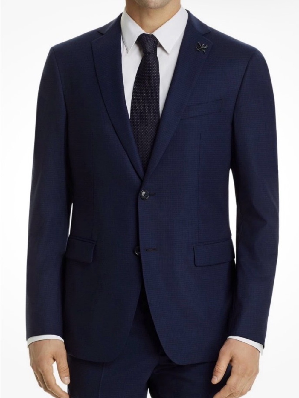 John Varvatos Dark Navy Slim Two-Button Suit Jacket